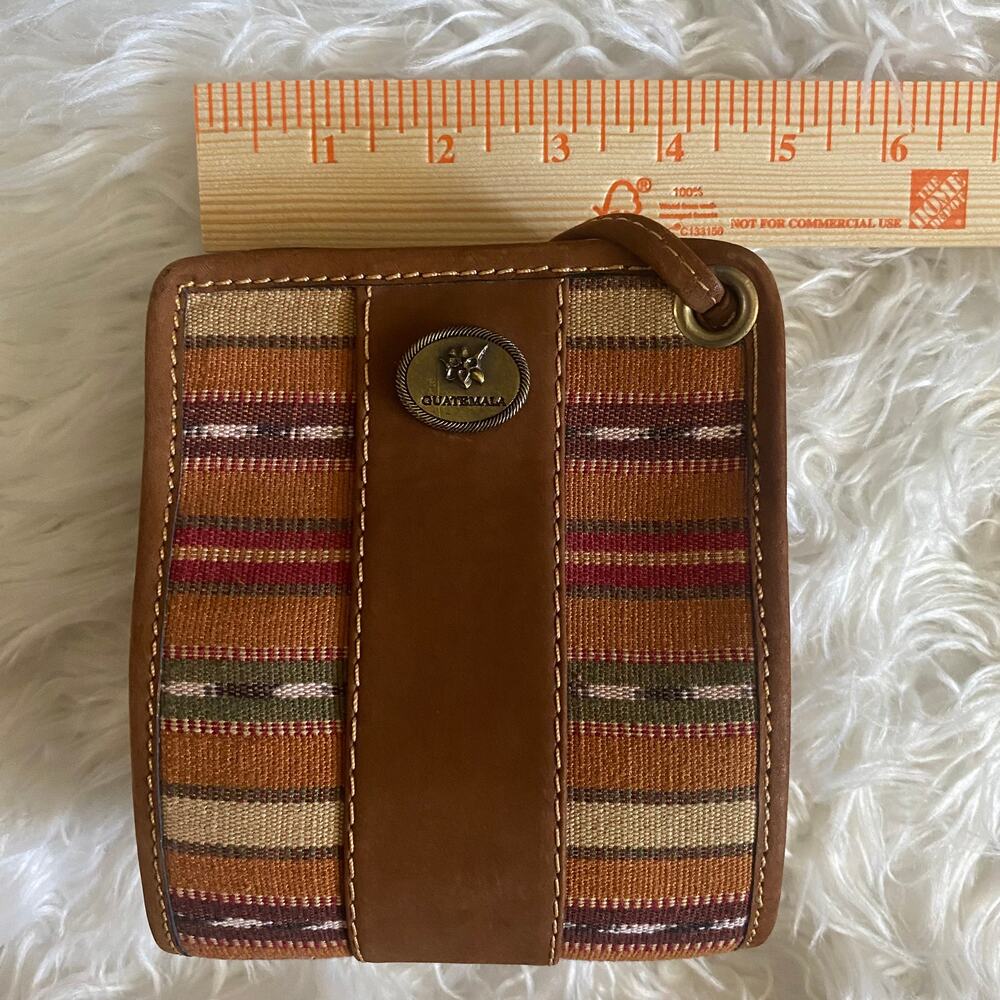 Guatemala Crossbody Handmade Canvas Leather Woven Striped Boho Bag Purse - Picture 7 of 7